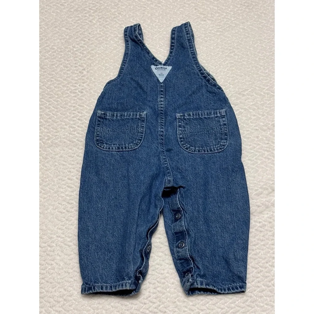 Vintage OshKosh B'gosh blue denim overalls  front pocket easy button up clasps